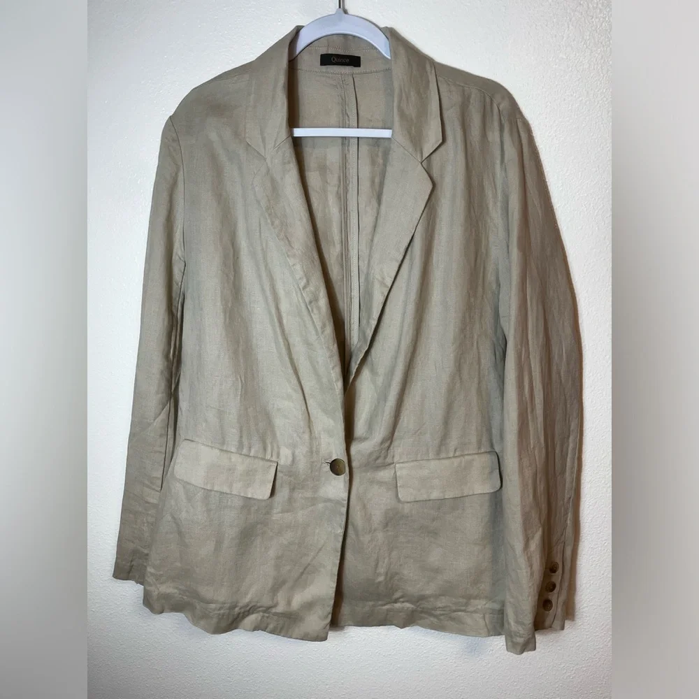 Quince 100% European Linen Blazer in Driftwood Size L - Picture 5 of 10